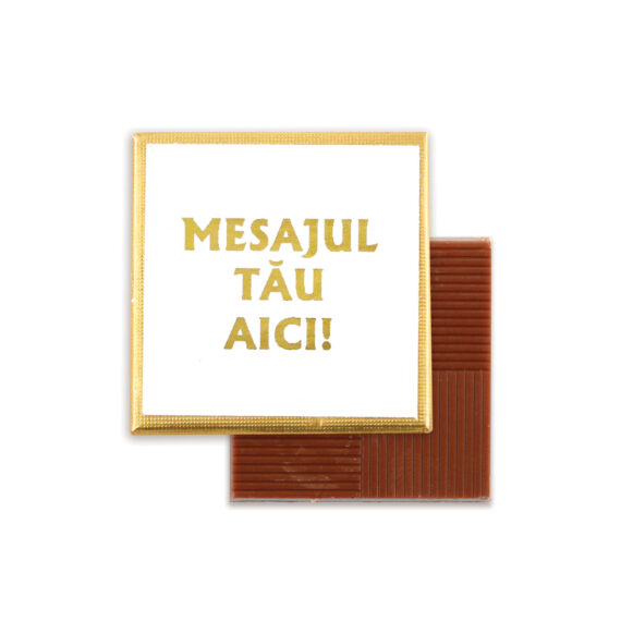 Mini tabletă de ciocolată (6g) cu mesaj personalizat, folio auriu